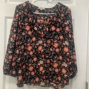 Loft Navy Flowered Blouse